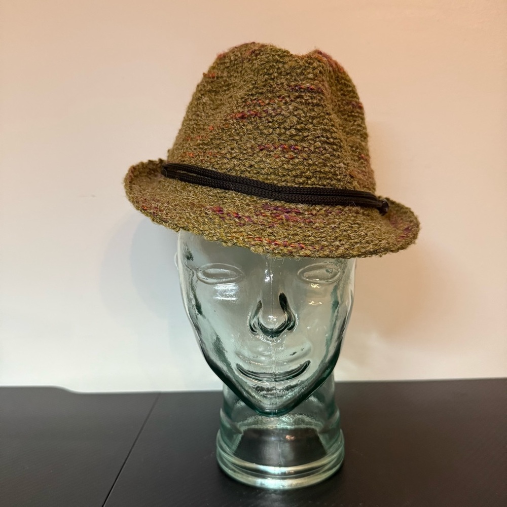 Y2K Mudd Green Boucle Fedora Women's - Picture 3 of 9